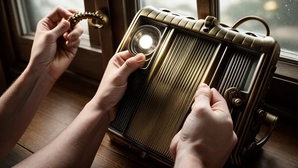Instrumentenpflege in der Praxis: offene Mechanik einer alten Ziehharmonika mit Hebeln und Filzpolstern