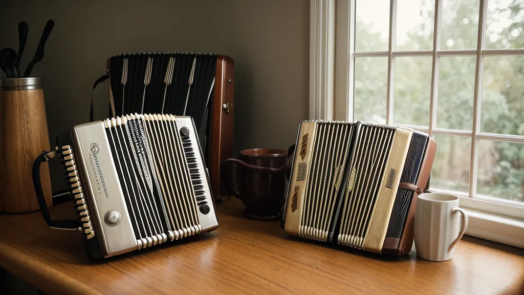 Ledergurte einer Ziehharmonika asymmetrisch eingestellt für rückenschonende Ergonomie