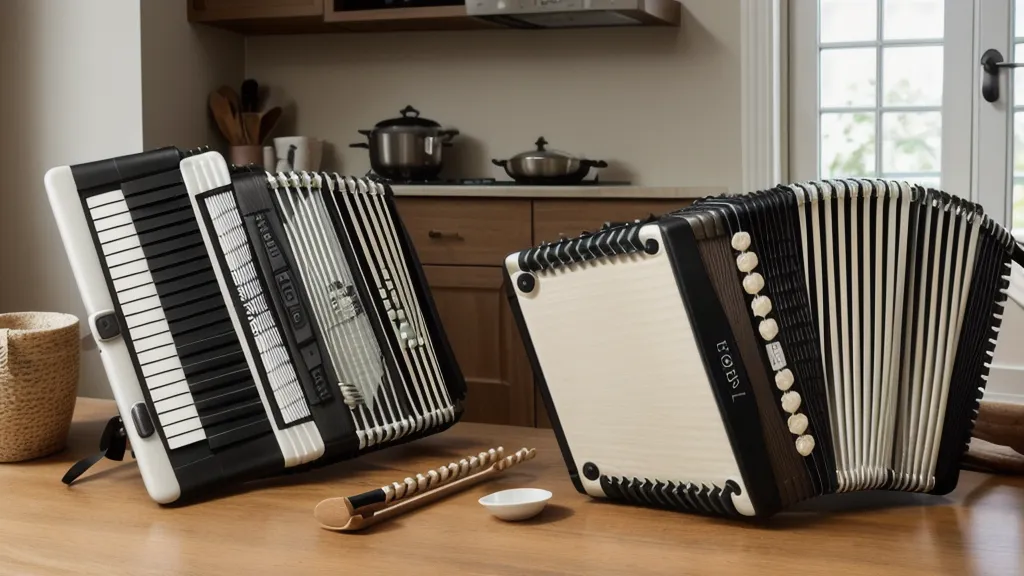 Harmonicademy Erfahrungen im Online-Musikkurs: Tablet mit Kursvideo neben der Ziehharmonika zum Üben.