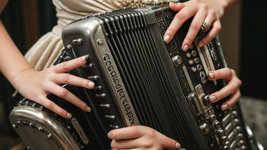 Ziehharmonika lernen im Schichtdienst: Nahaufnahme der Knopfreihe während einer kurzen Übungseinheit
