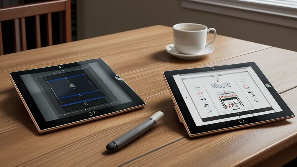 Diatonische Harmonika neben einem Tablet mit Online-Kurs als flexible Alternative zu festen Unterrichtsterminen