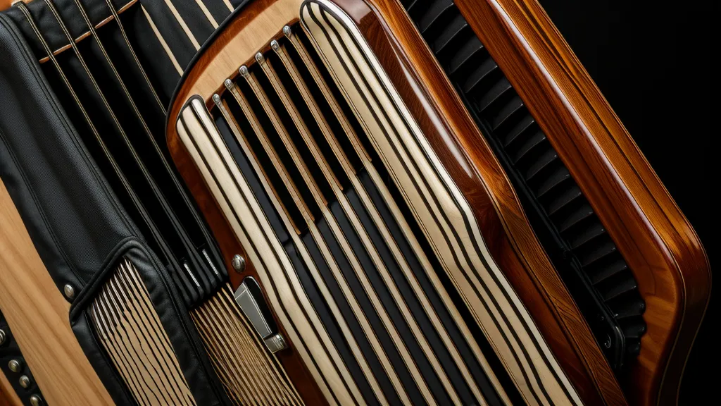 Bassseite einer diatonischen Ziehharmonika mit acht Knöpfen als Anker für den Wechselbass-Rhythmus