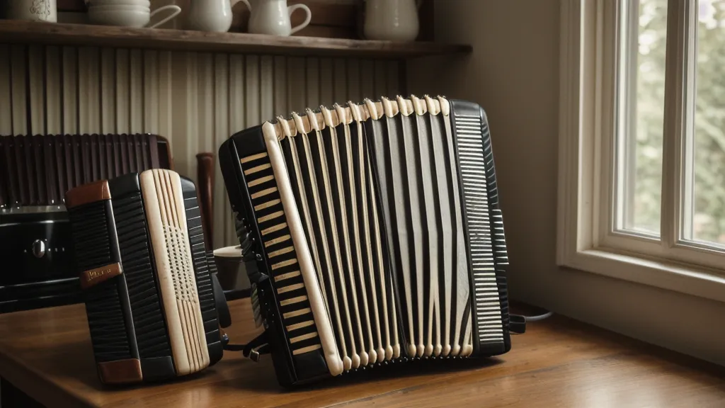 Wechselbass auf der Ziehharmonika lernen: linke Hand über den Bassknöpfen für eine rhythmische Begleitung