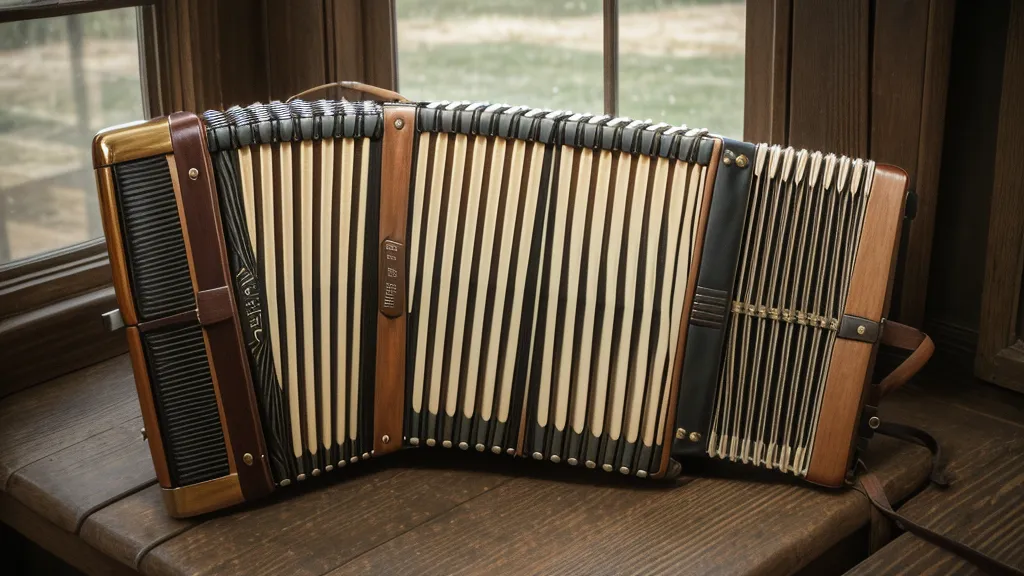 Instrumentenrestaurierung im Detail: Balg aus Leder und Karton einer alten zweireihigen Ziehharmonika
